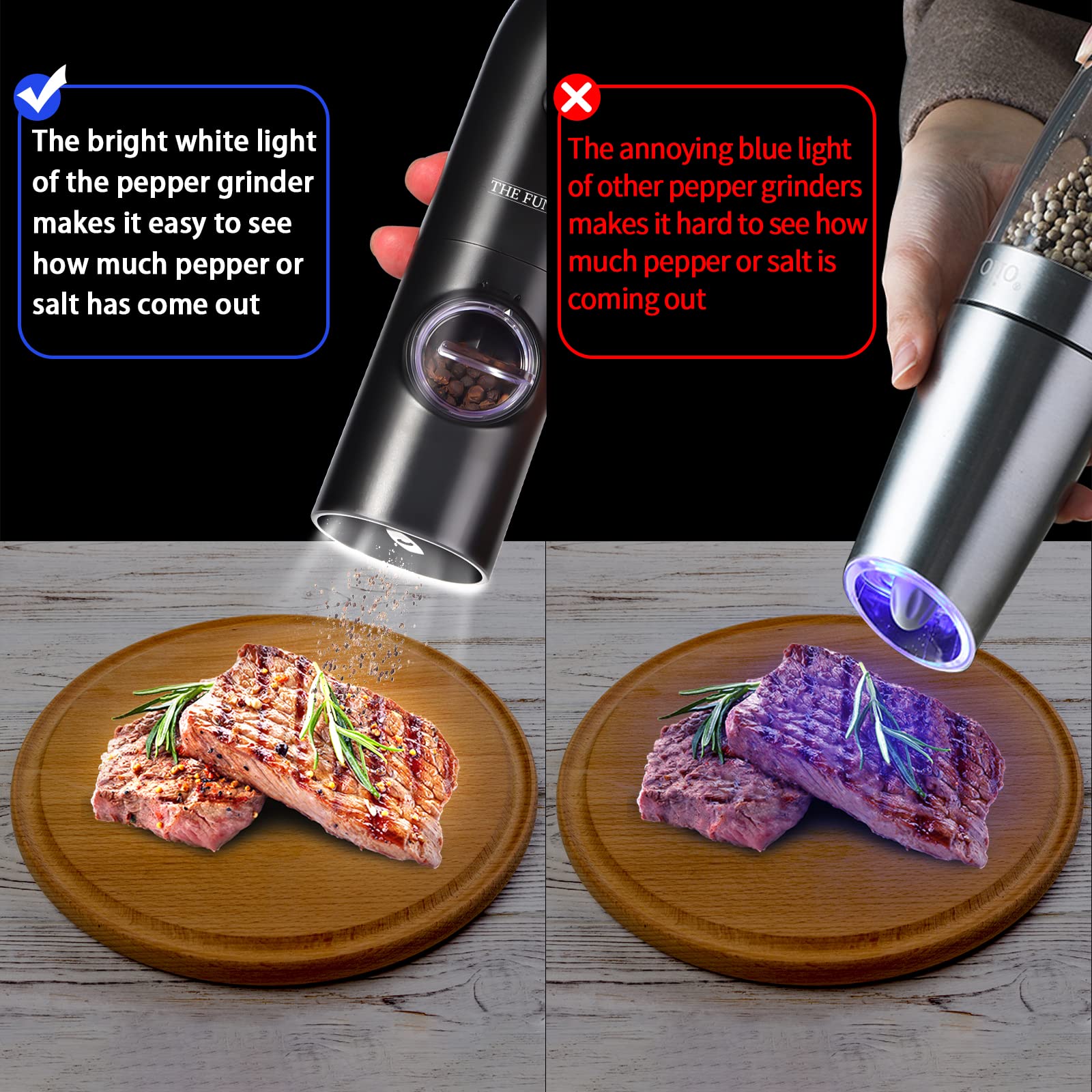 Amazon.co.jp: 充電式電気塩コショウグラインダーセット 自動詰め替え