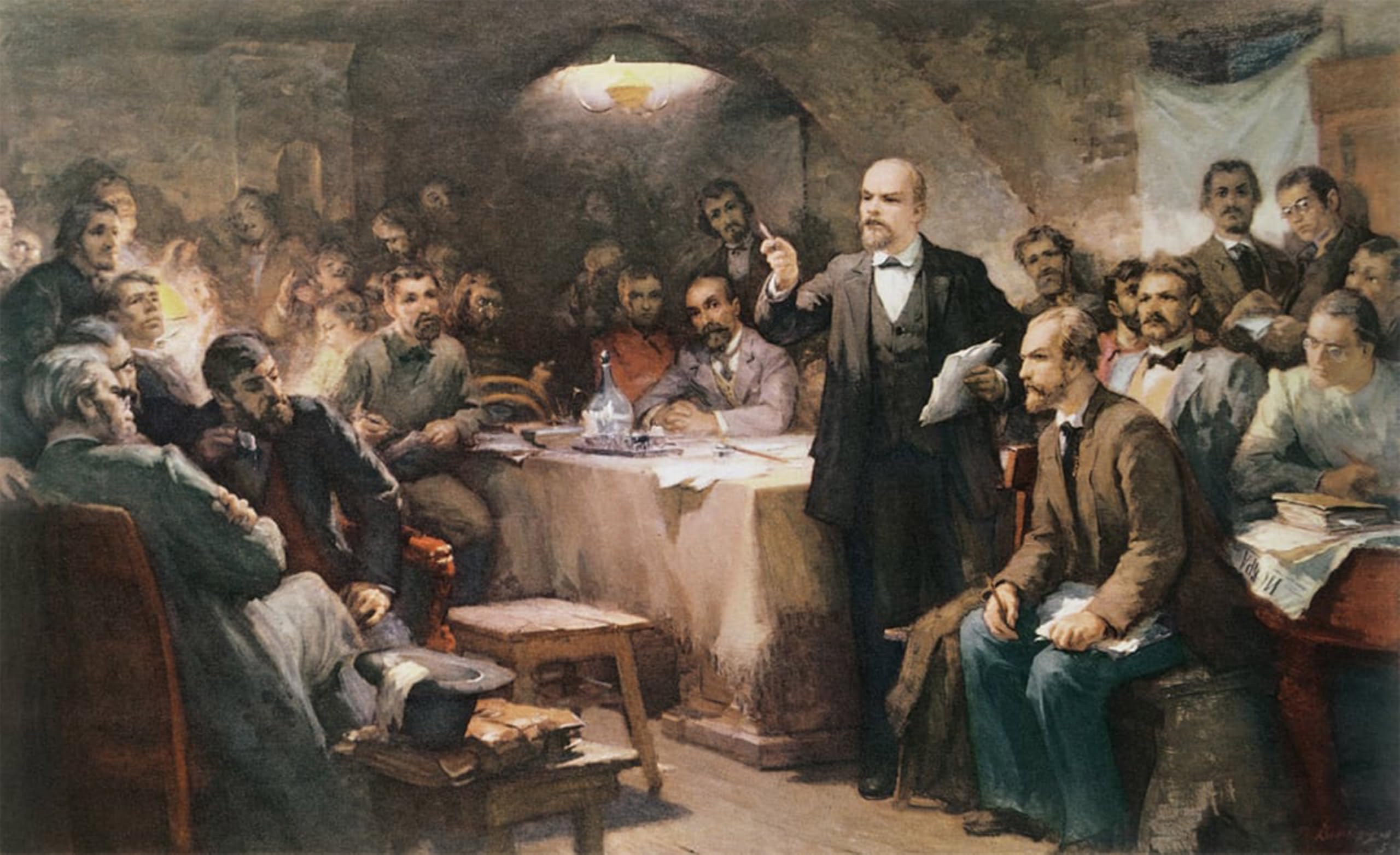 ARTXLXXBN Famous Prints Artwork Pictures Poster Painting Art the Intervention of Vladimir Lenin At the Nd Congress of the R.s.d.r.p in by Sergei Arsenevich Vinogradov for Home Decor 60x90cm