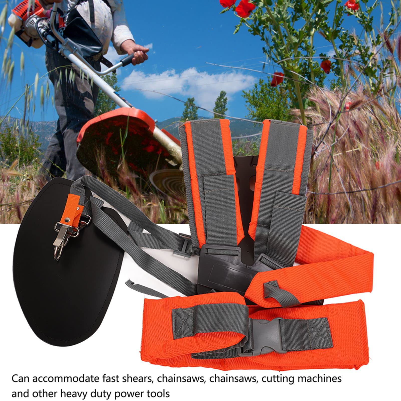 Correa de Hombro Universal para Recortadora, arnés de podadora de césped de Tela Oxford de Nailon con cinturón Ajustable Flexible para desbrozadora o jardinería