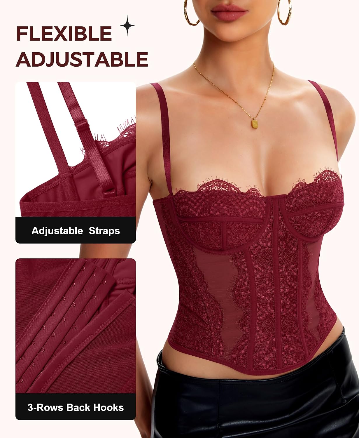 Lace Corset Tops for Women Sexy Bustier Top