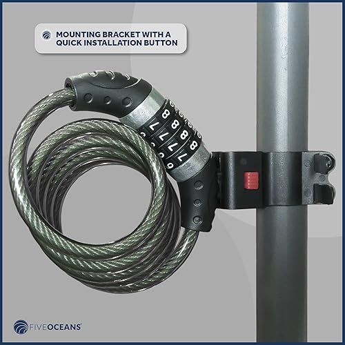 Miniatura 4 de Five Oceans FO3957-M2 - Cable de bloqueo de bicicleta, paquete de 2 cerraduras antirrobo para bicicleta, resistente, cerradura de bicicleta