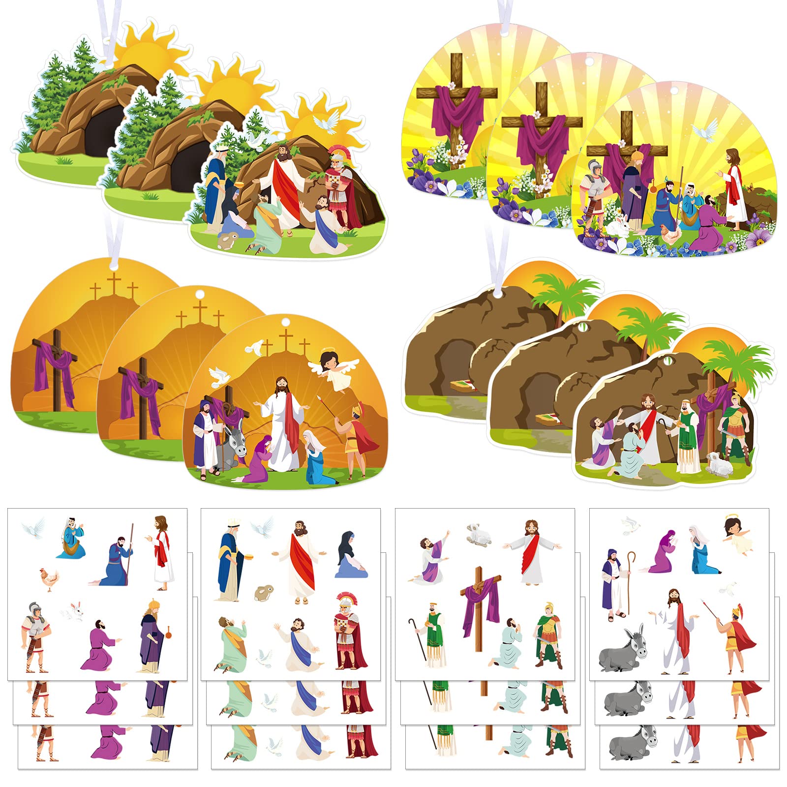 Amazon.com: Censen 24 Pcs Make an Easter He Lives Sticker Scenes Easter ...