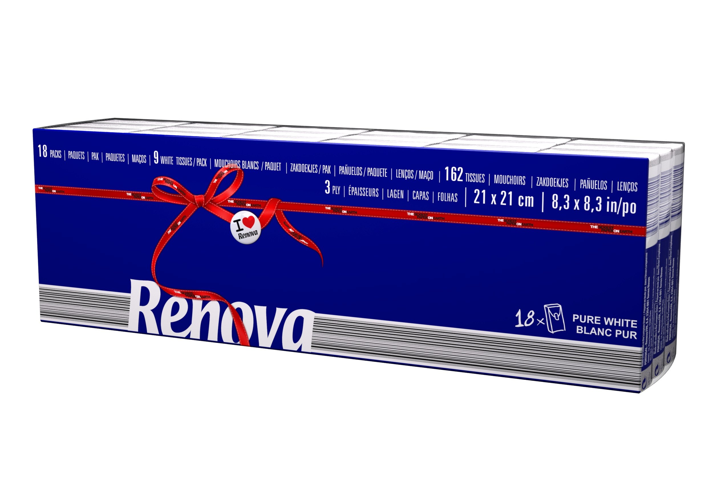 Renova Pocket Tissues Red Label Pure White – 18 paquetitos