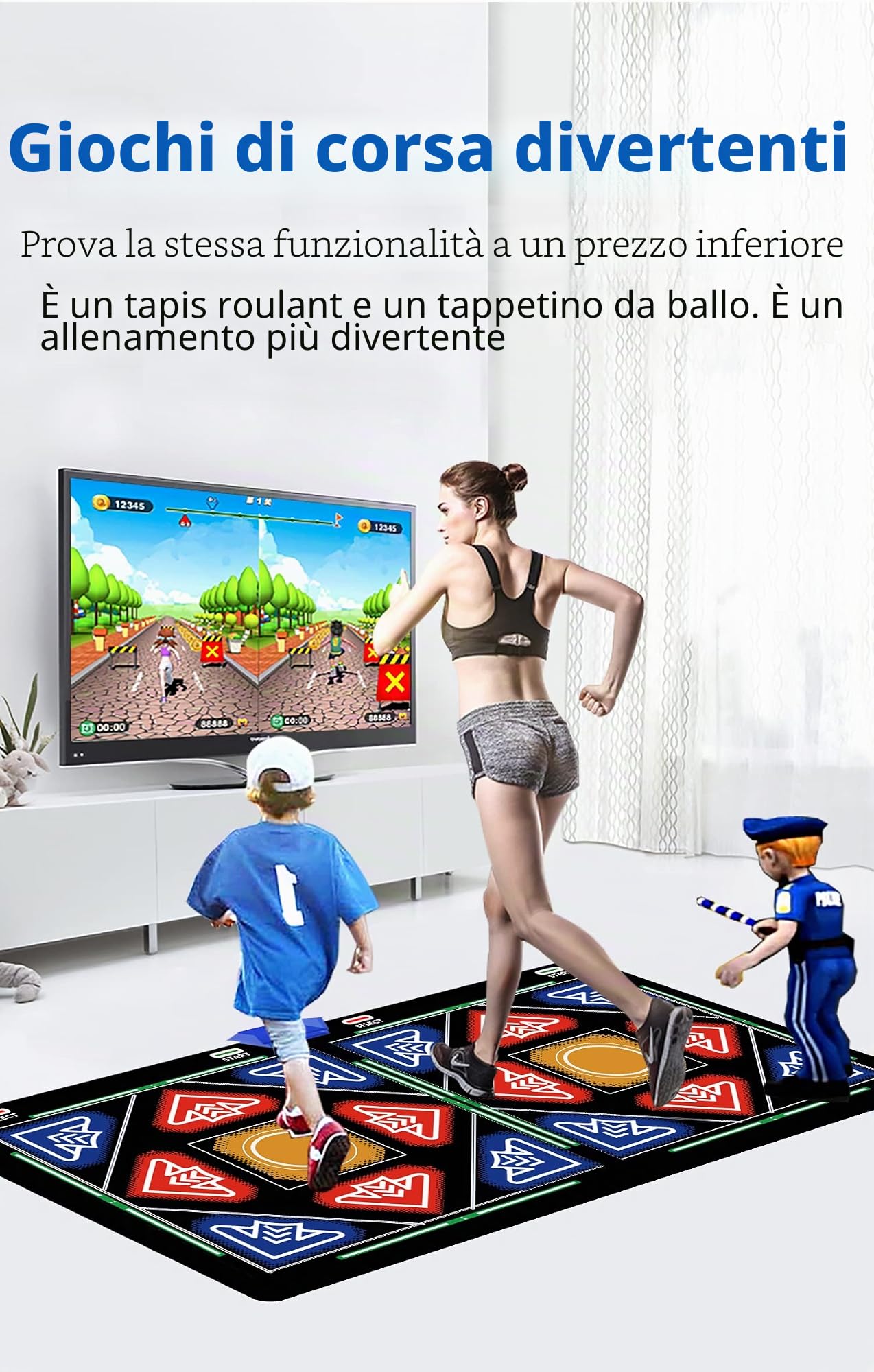 Tappetino da ballo elettronico con fotocamera, scheda memoria 64 GB, 1030 giochi, 81 video musicali e 650 canzoni, regalo lusso per ragazzi o ragazze, compatibile TV