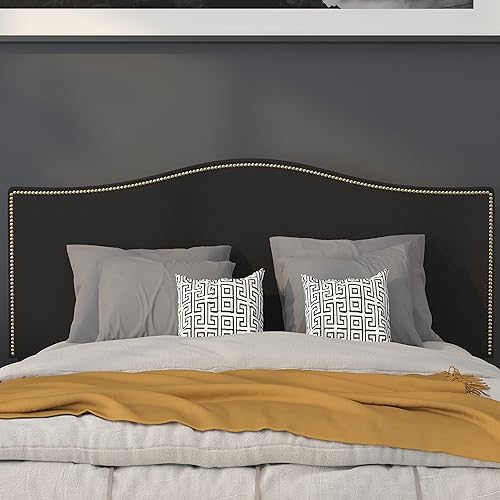 Miniatura 4 de Flash Furniture Bedford - Cabecero de cama doble tapizado con ribete de uñas en tela beige