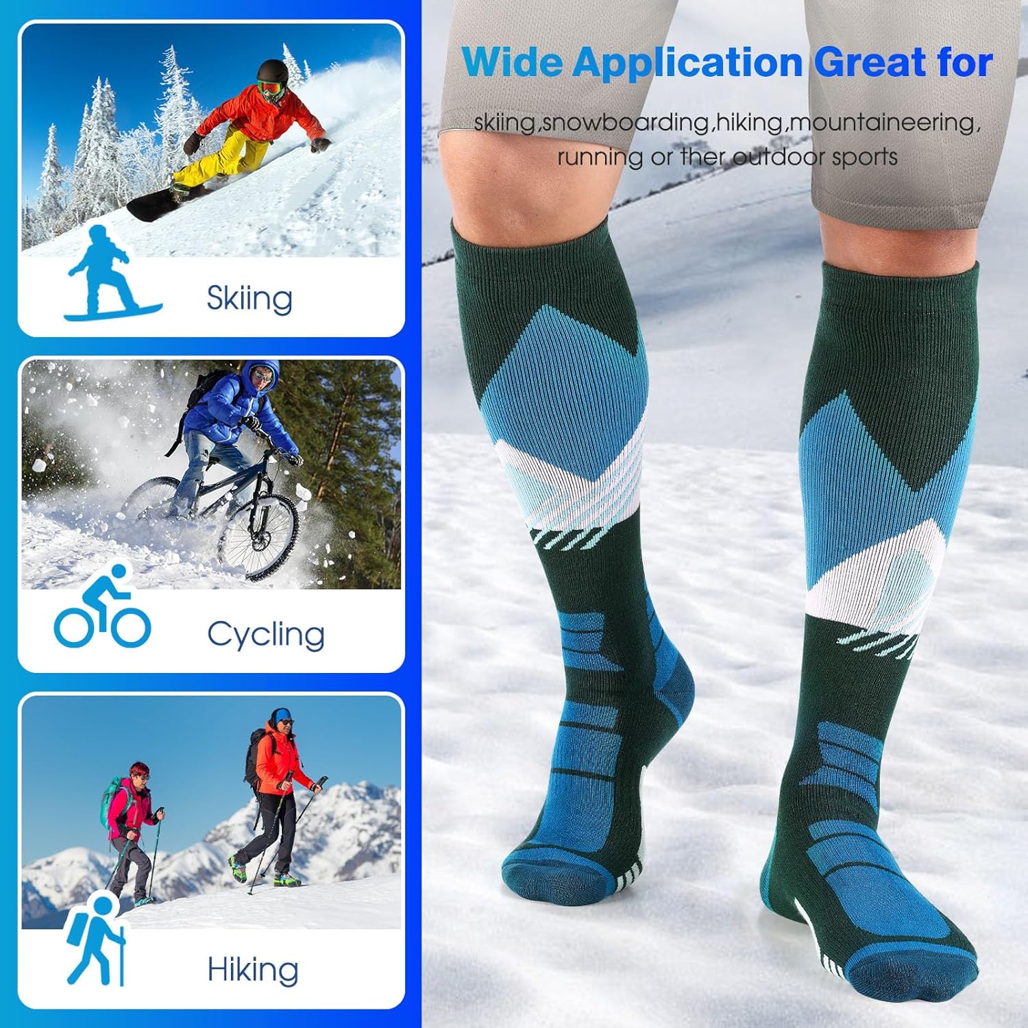 Ski Socks 2-Pack for Men - Thick Thermal Knee-High Warm Socks for Skiing, Snowboarding, Winter, Hunting - Image 6