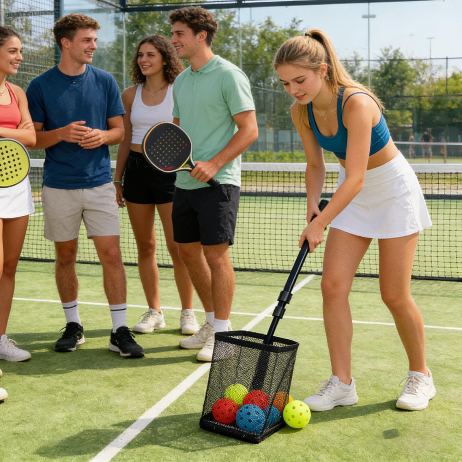 Generisch Cestino per pickleball, pieghevole e regolabile, accessorio sportivo per la raccolta del baseball, per adolescenti, , ciclisti e golfisti