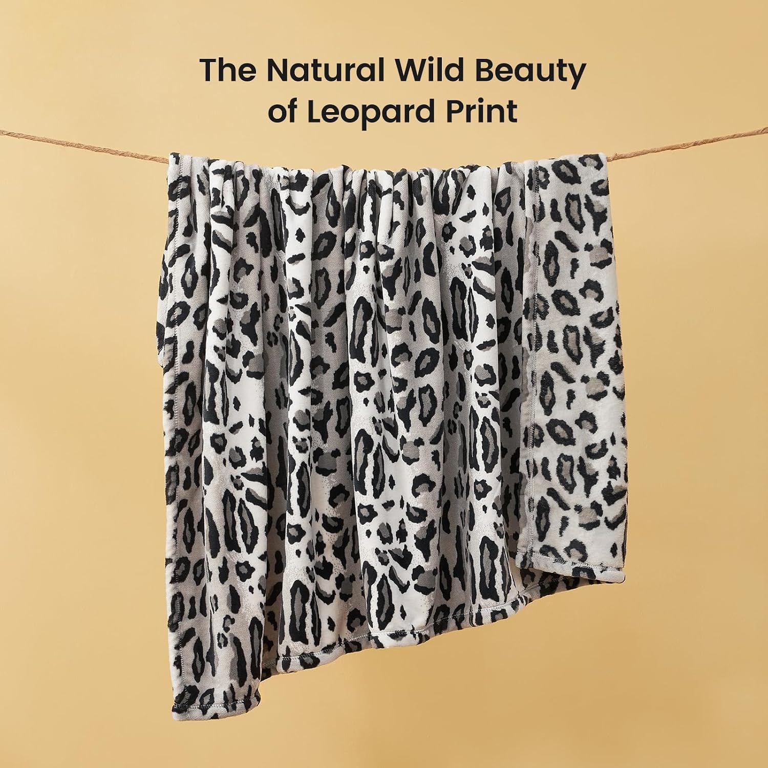 Cozy Bliss Leopard Print Fleece Throw Blanket, 60"×80", Silvery Leopard image 5