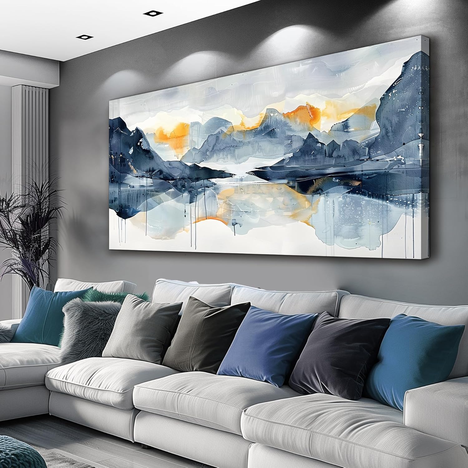 fuhaihua canvas wall art for living room framed home decorations for bedroom aesthetic office wall decor abstract pictures artwork watercolor ink painting contemporary 20x40 in 40l" x 20w" abstract painting