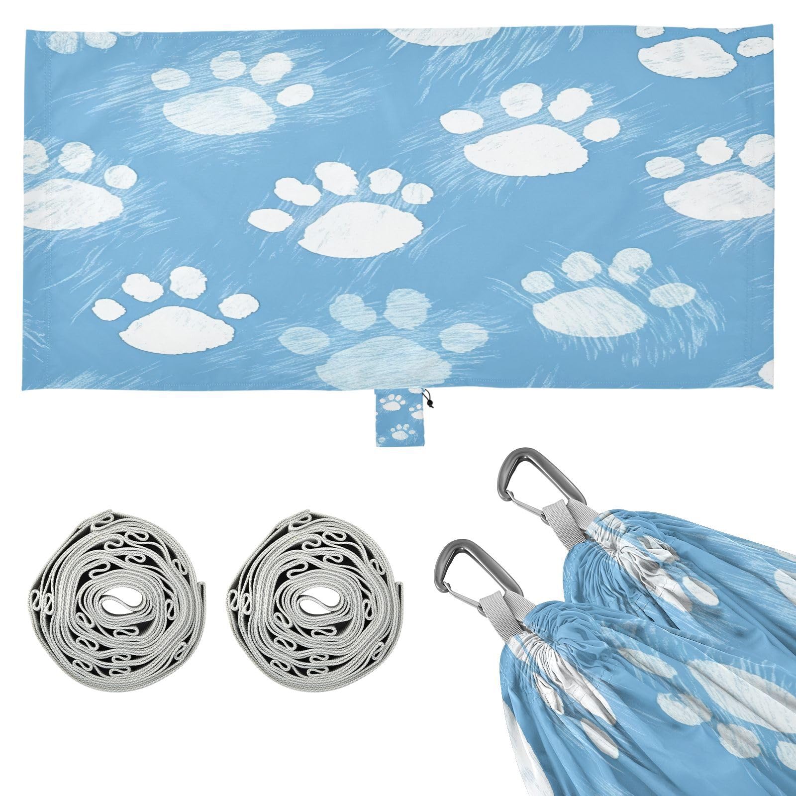 ATTX Dog Paw Prints Camping Hammock - Lightweight & Portable Hammocks, Heavy Duty 330lbs Capacity for Indoor, Hiking, Backpacking, Travel, Backyard, Beach#359