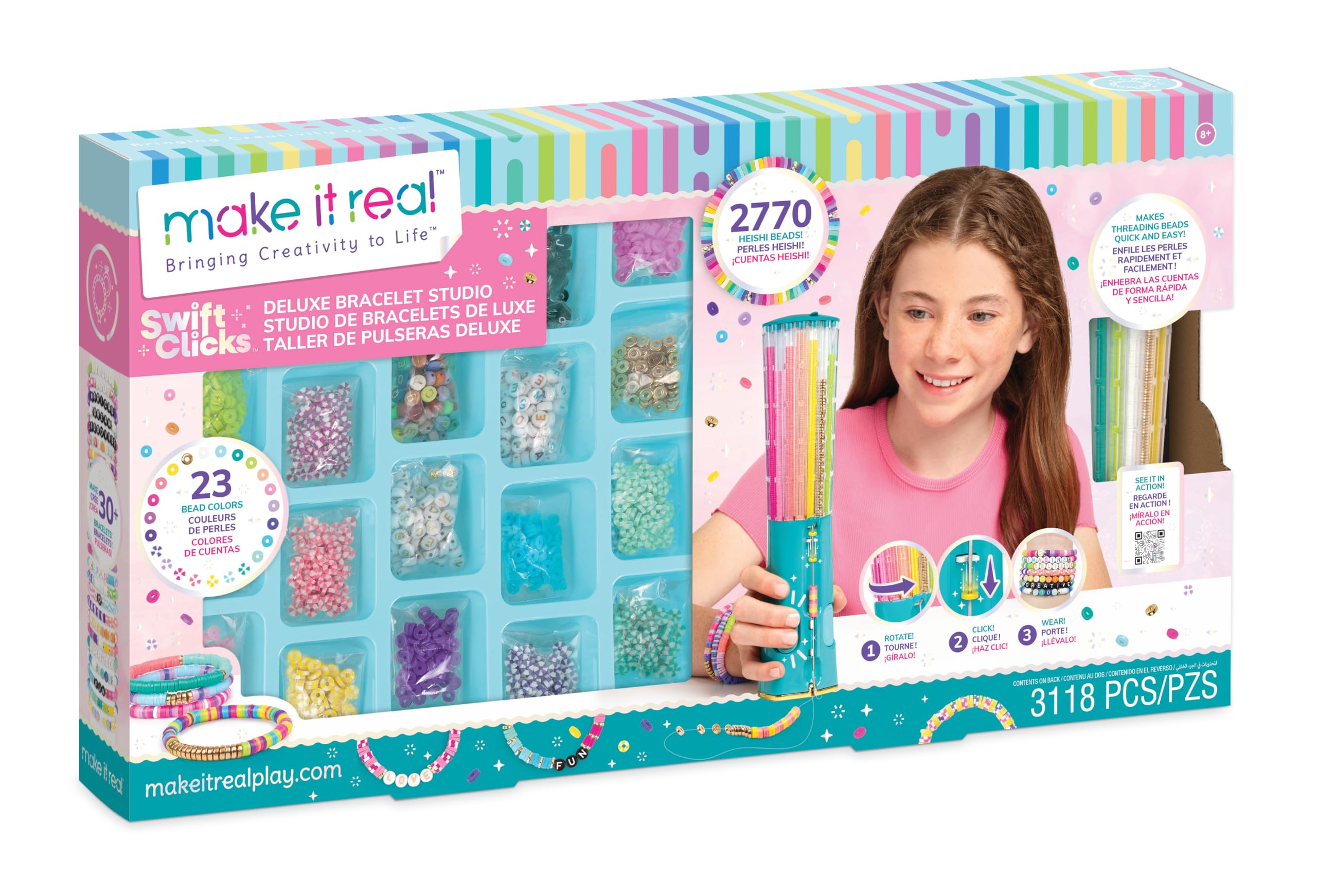Make it Real Swift Clicks Ultimate Pulsera Studio, 4602 cuentas Set con Heishi y Letras, Joyería para Niños a partir de 8 años con Carrusel de Cuentas