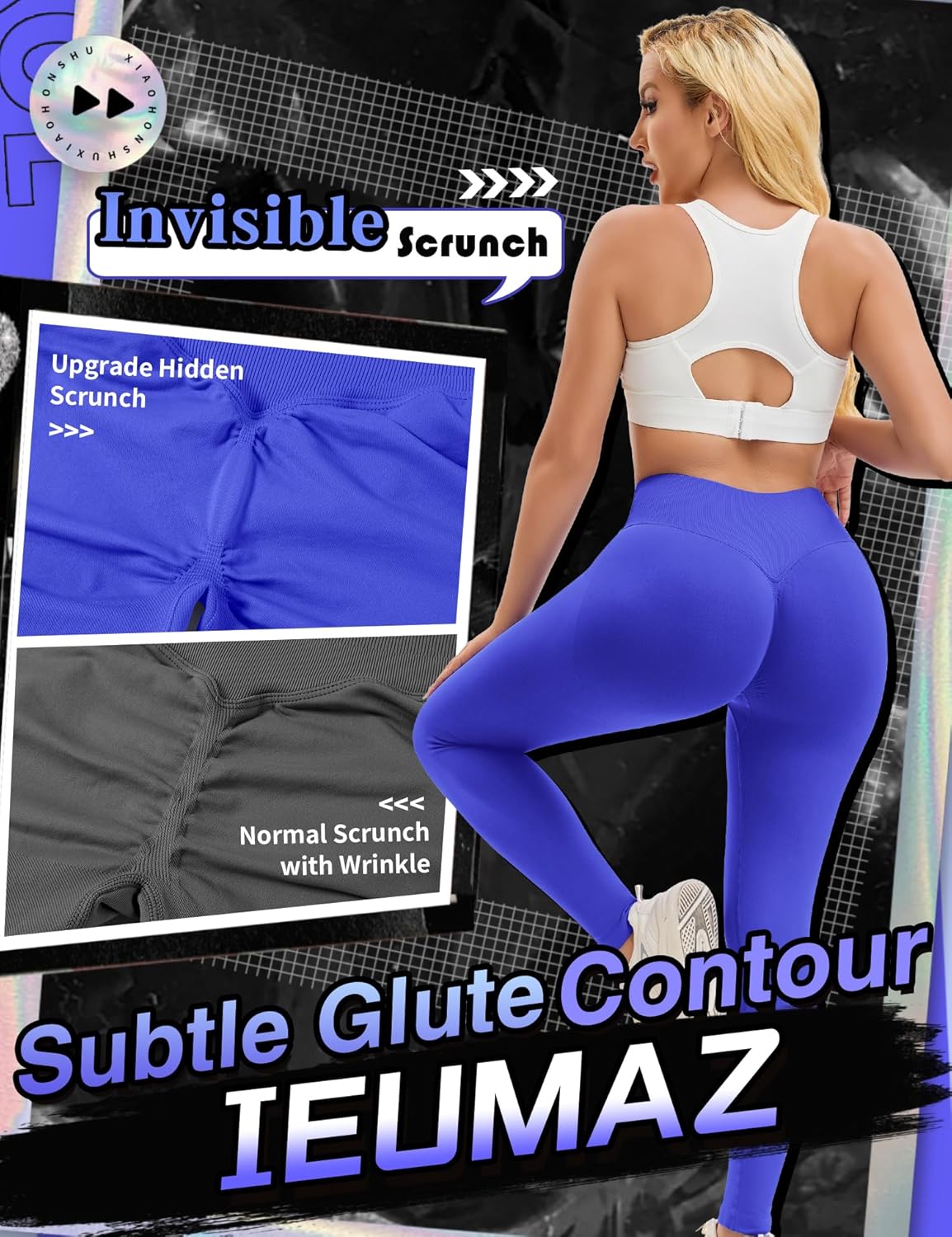 Crossover Scrunch Butt Lifting Leggings for Women V-Shape Low Mid Waist Seamless Leggings Gym Workout Yoga Pants - Image 2