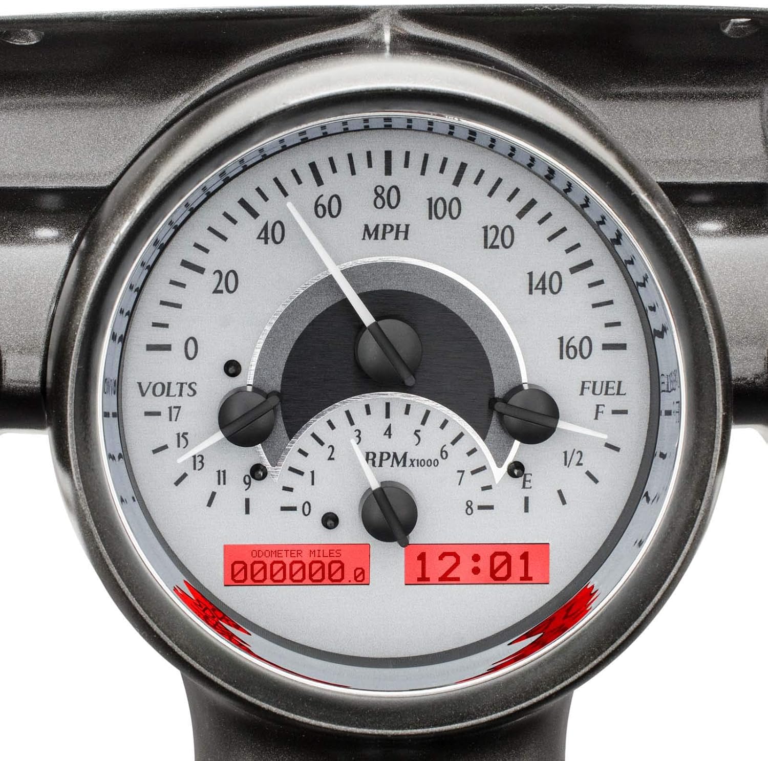 Dakota Digital 57 Chevy Car Analog Dash Gauges System Silver Alloy Red VHX-57C-S-R