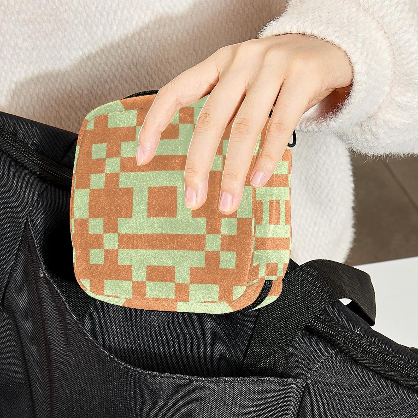 Perioden-Tasche für Teenager, Mädchen, farbenfroher Druck, Damenbinden, Aufbewahrungstasche, Stillunterlage, Tampon, Reißverschluss, Beutel für Mädchen, Frauen, Damen, 11,9 x 16,8 x 16,8 cm
