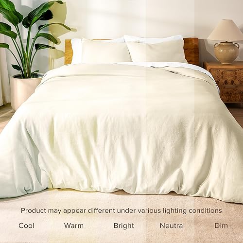 Miniatura 9 de Bare Home Funda nórdica tamaño Queen - 100% lino europeo - transpirable y duradera - Funda nórdica con fundas de almohada (matrimonialQueen, natural)