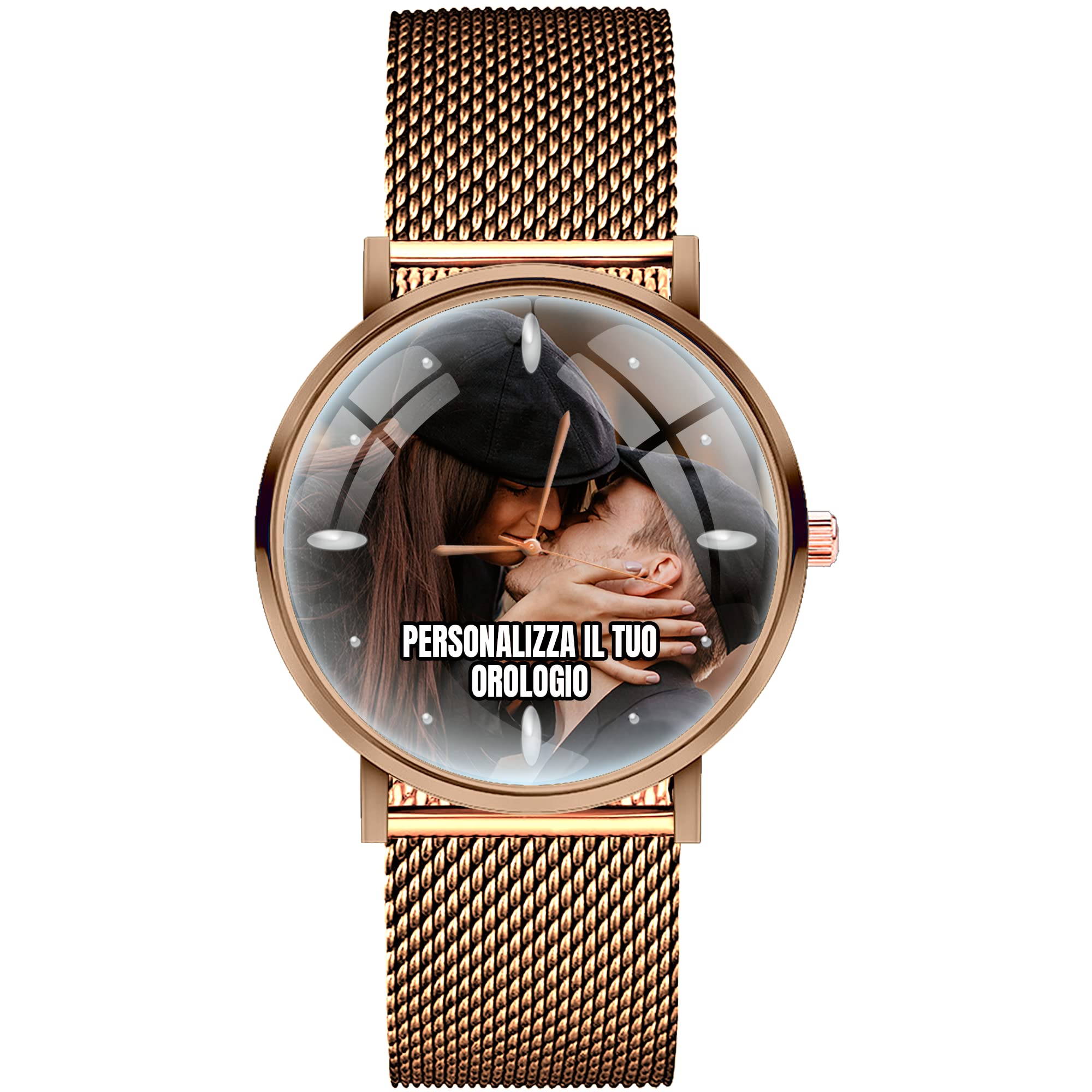 Orologio personalizzato unisex - M STEEL WATCH - personalizzabile con foto immagine logo brand testo - idea regalo