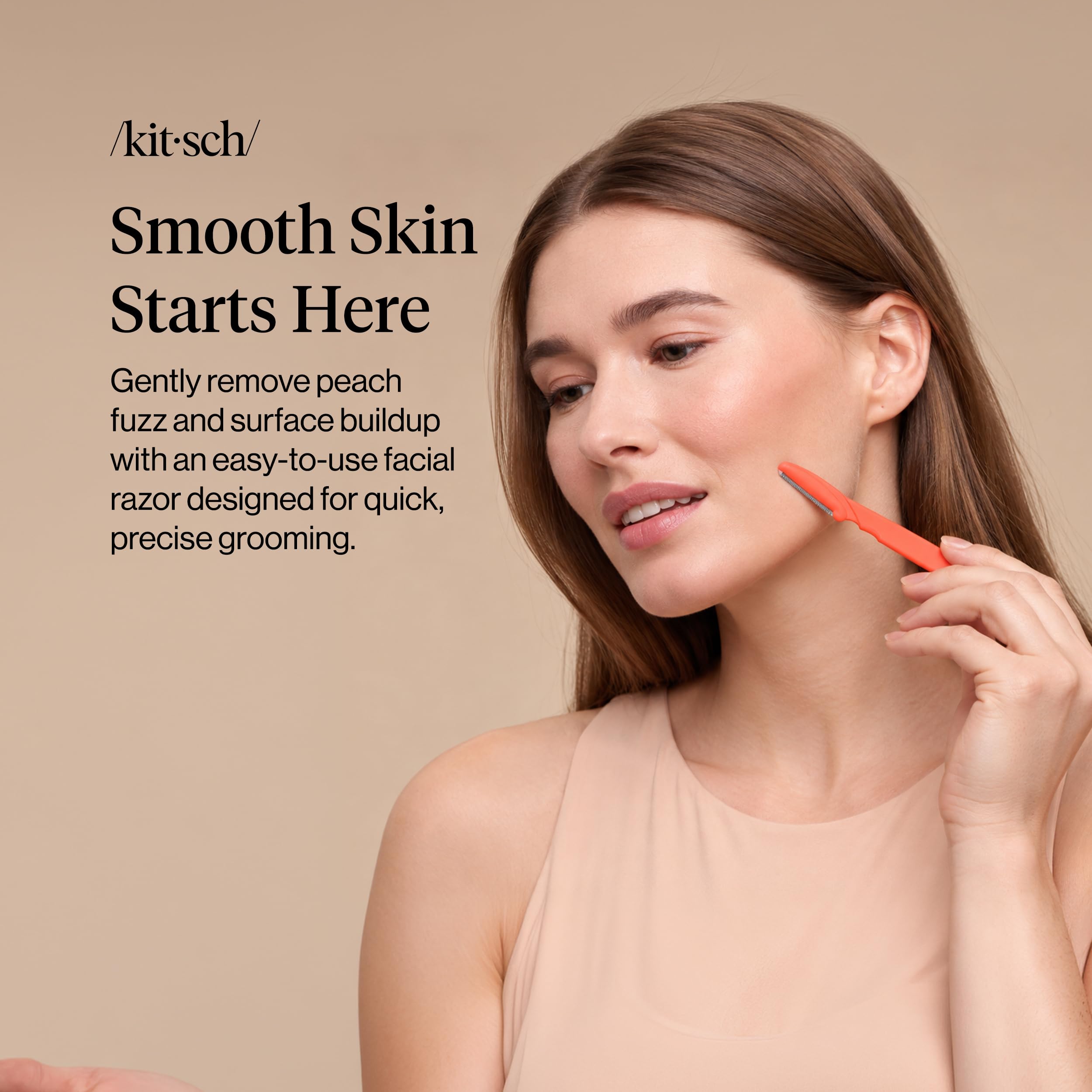 Kitsch Dermaplane Razor for Women Face – Coral, 6 pcs view 2