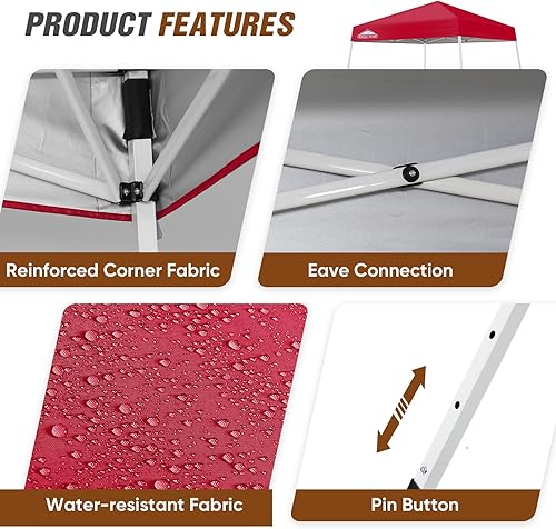 Vista 94 de EAGLE PEAK Tienda de campaña desplegable de pierna inclinada de 8 x 8 pulgadas, fácil instalación para una persona, toldo de playa al aire libre