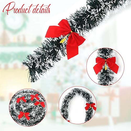 Miniatura 4 de Guirnalda de oropel de 33 pies, decoración metálica verde y blanca para vacaciones, decoraciones metálicas para flotadores de desfile, Halloween,