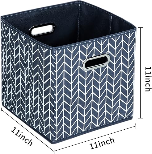 Miniatura 2 de Contenedores de almacenamiento de tela (11 x 11 x 11 pulgadas) con asas de metal dobles para armario, organizadores de cajones de dormitorio, juego
