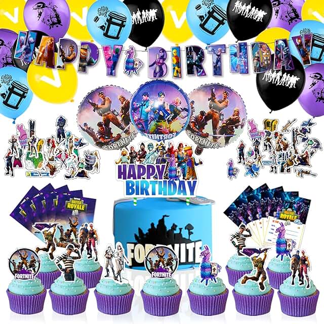 CANPA Birthday Party Supplies for Game Fans, 97 pcs Gaming Theme Party Decorations Include Banner, Latex & Foil Balloons, ...