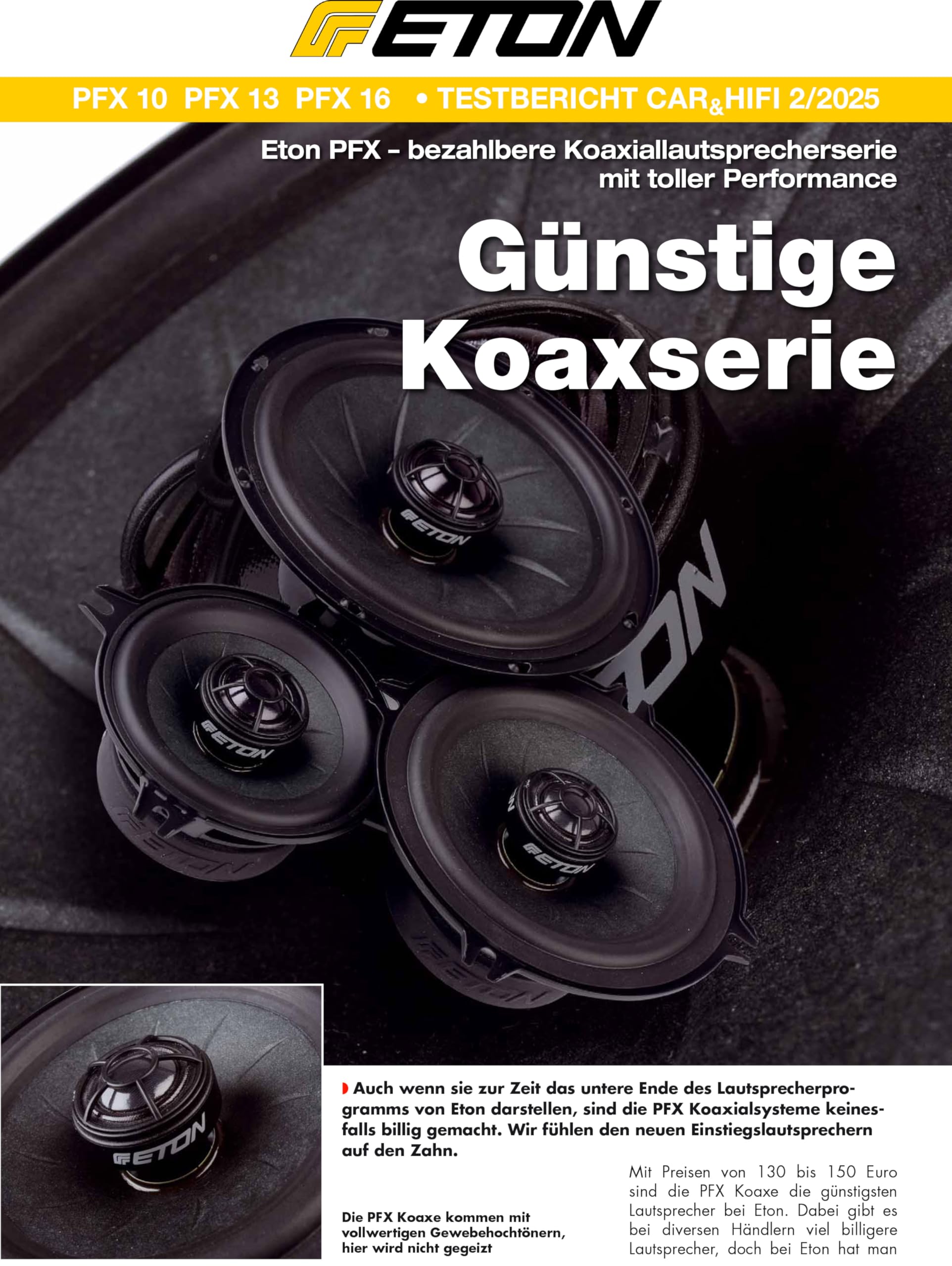 ETON PFX 10 – Klangstarkes 10 cm / 4“ Koaxial System, Auto Lautsprecher für Front oder Heck, Soundsystem mit 80 Watt, geeignet auch für Wohnmobile, Busse, Transporter, 1 Paar