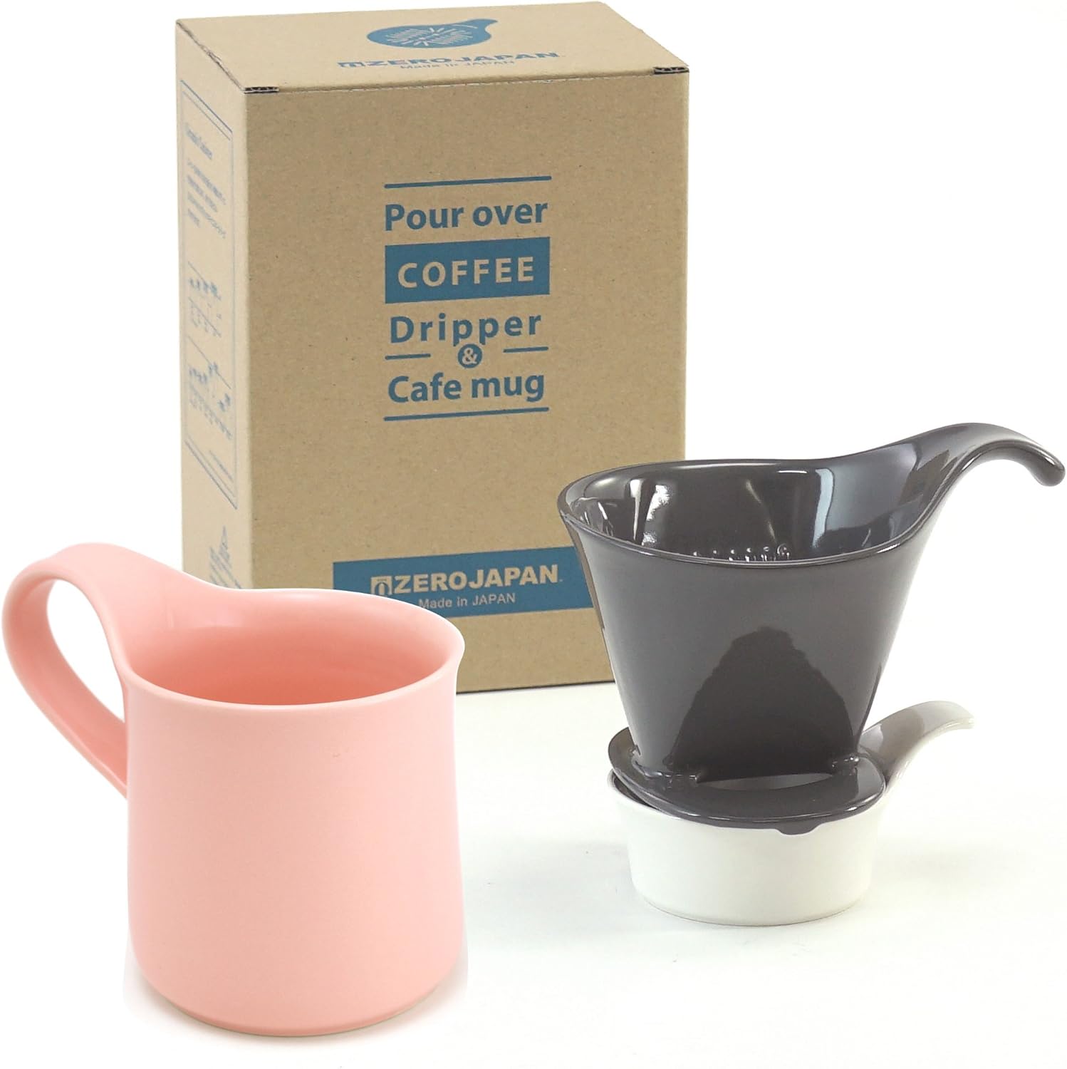 ZEROJAPAN DMZ-16 SGY/ROS Coffee Dripper L & Cafe Mug (with Tray) Rose Gift Set