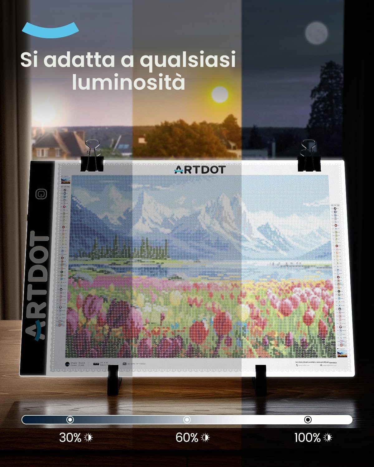 ARTDOT Tavoletta Luminosa A4, Lavagna Luminosa per Diamond Painting Kit Completo con Pittura Diamante Accessori per Diamond Dotz, Disegnare Schizzi