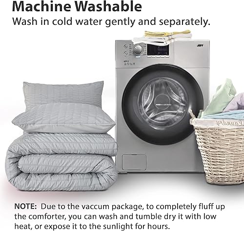 Miniatura 7 de AveLom - Juego de edredón de sirsaca, individualindividual XL (68 x 90 pulgadas), 2 piezas - 100% microfibra suave ligera, juego de edredón con 1