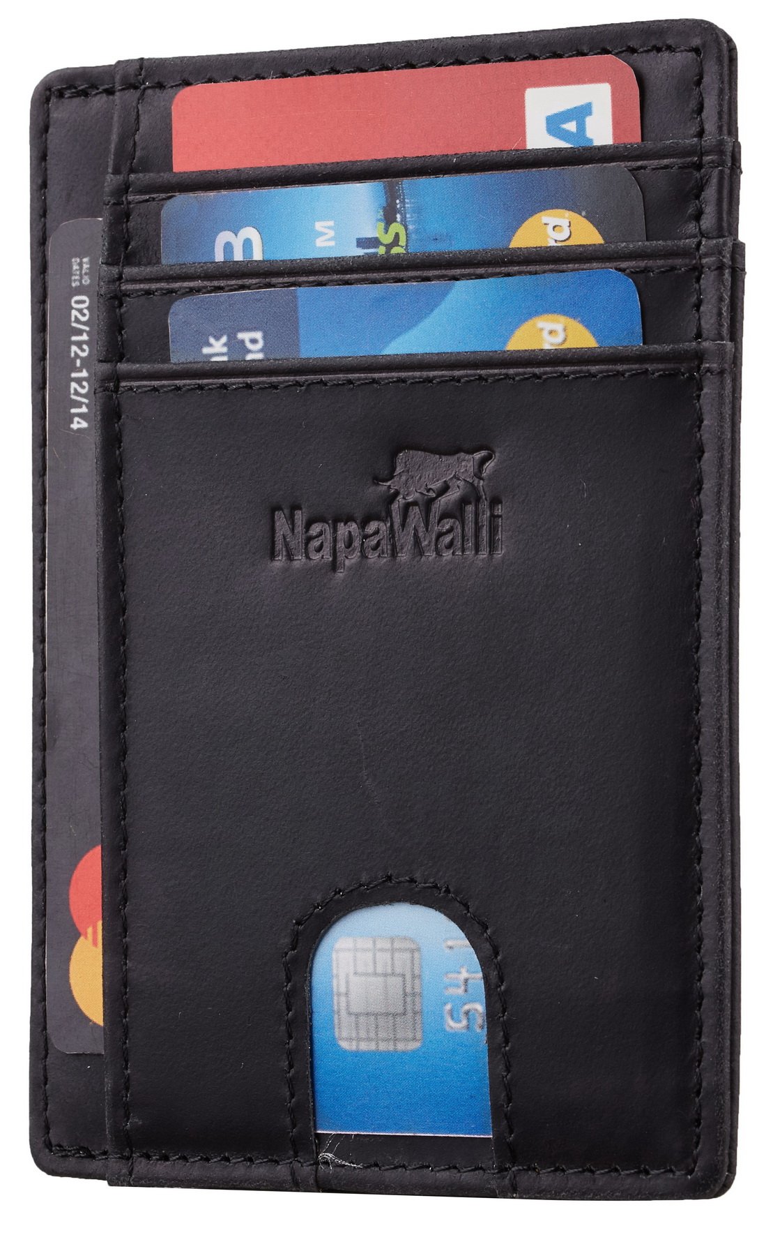 ToughergunNapaWalli RFID Blocking Minimalist Genuine Leather Slim Front Pocket Wallet U (Georgia Black)