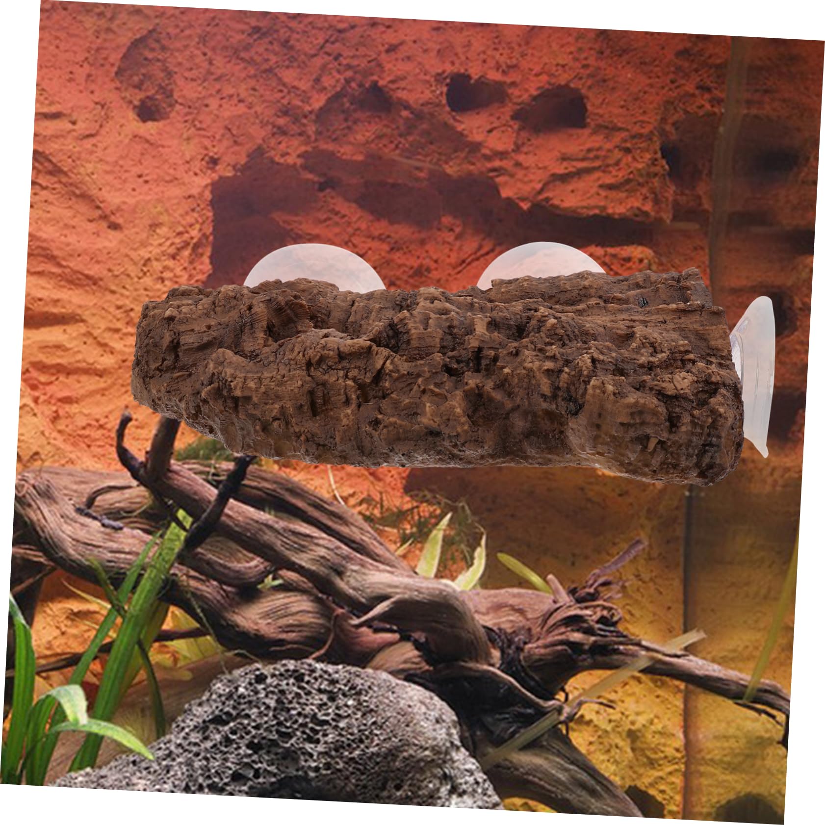 Happyyami Plataforma de Resina para Tortugas, Rampa para Bañarse para Terrario, Adorno de Acuario para Reptiles