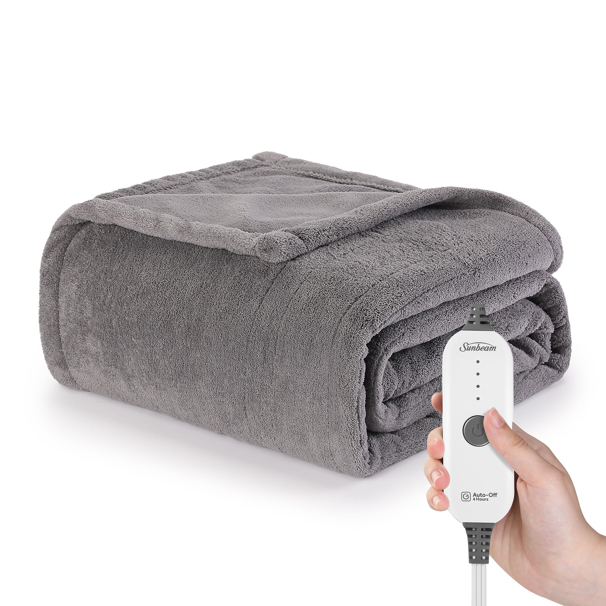 Amazon.com: Sunbeam Royal Luxe Dove Grey Heated Personal Throw / Blanket,  Cozy-Warm, Adjustable Heat Settings : Home u0026 Kitchen