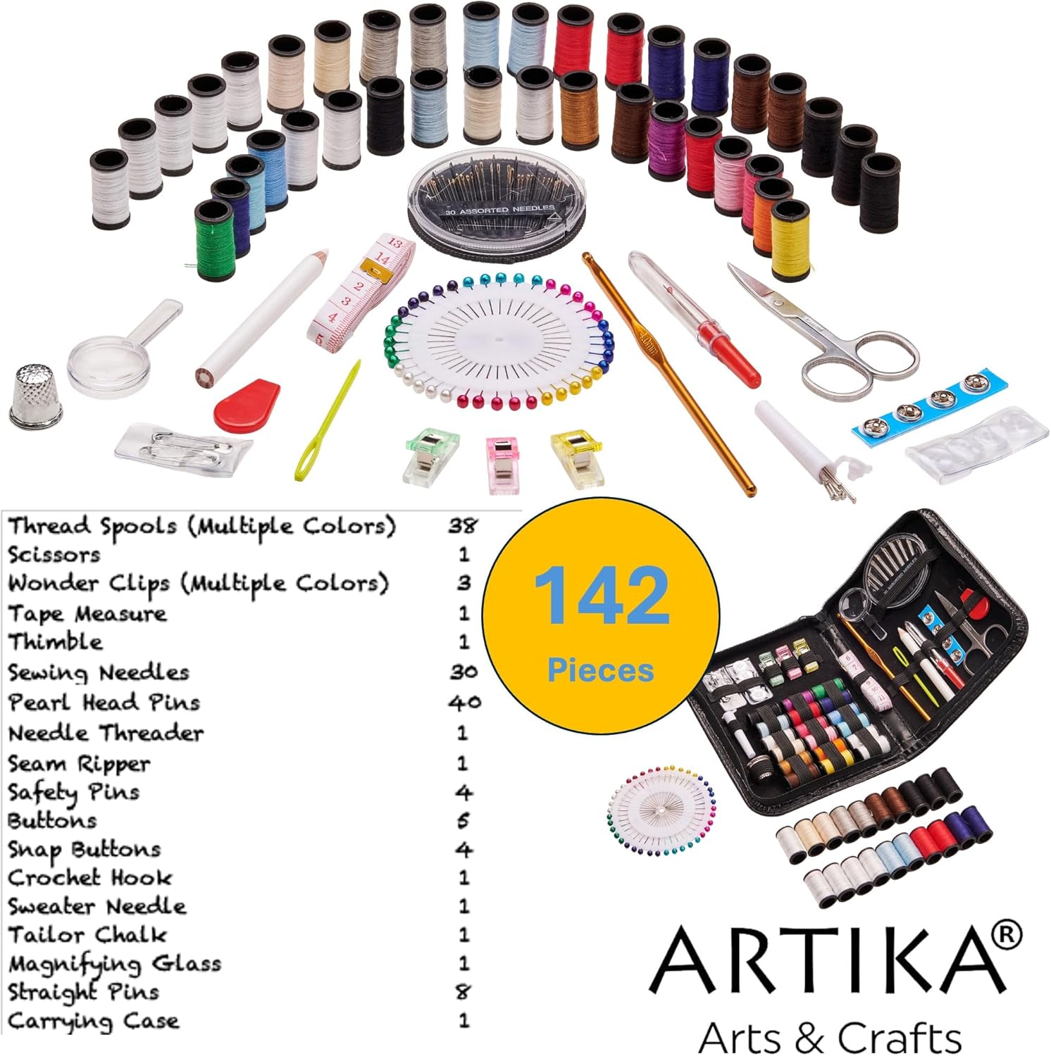 ARTIKA Sewing Kit for Adults and Kids (142 PCS) – Small