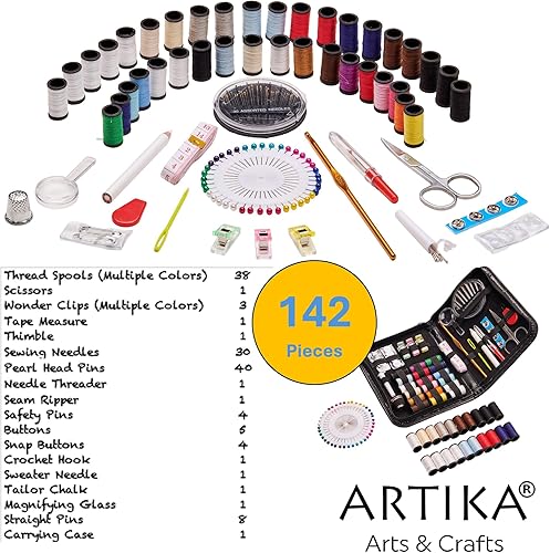 Miniatura 8 de ARTIKA Kit de costura y ganchillo para principiantes niños y adultos con accesorios de punto y ganchos de ganchillo