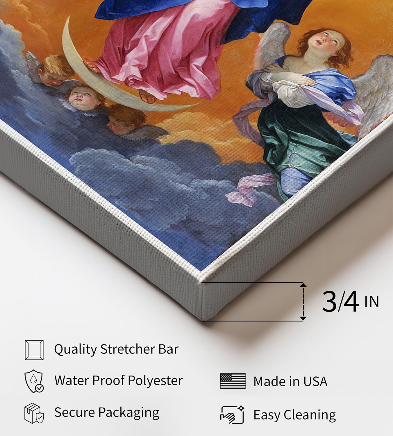 Poster Master The Immaculate Conception Canvas - Mother Mary Print - Baroque Angel Art - Gift for Men & Women - Religious Christian Wall Decor for Chapel, Church or Dorm - 8x10 STRETCHED Canvas