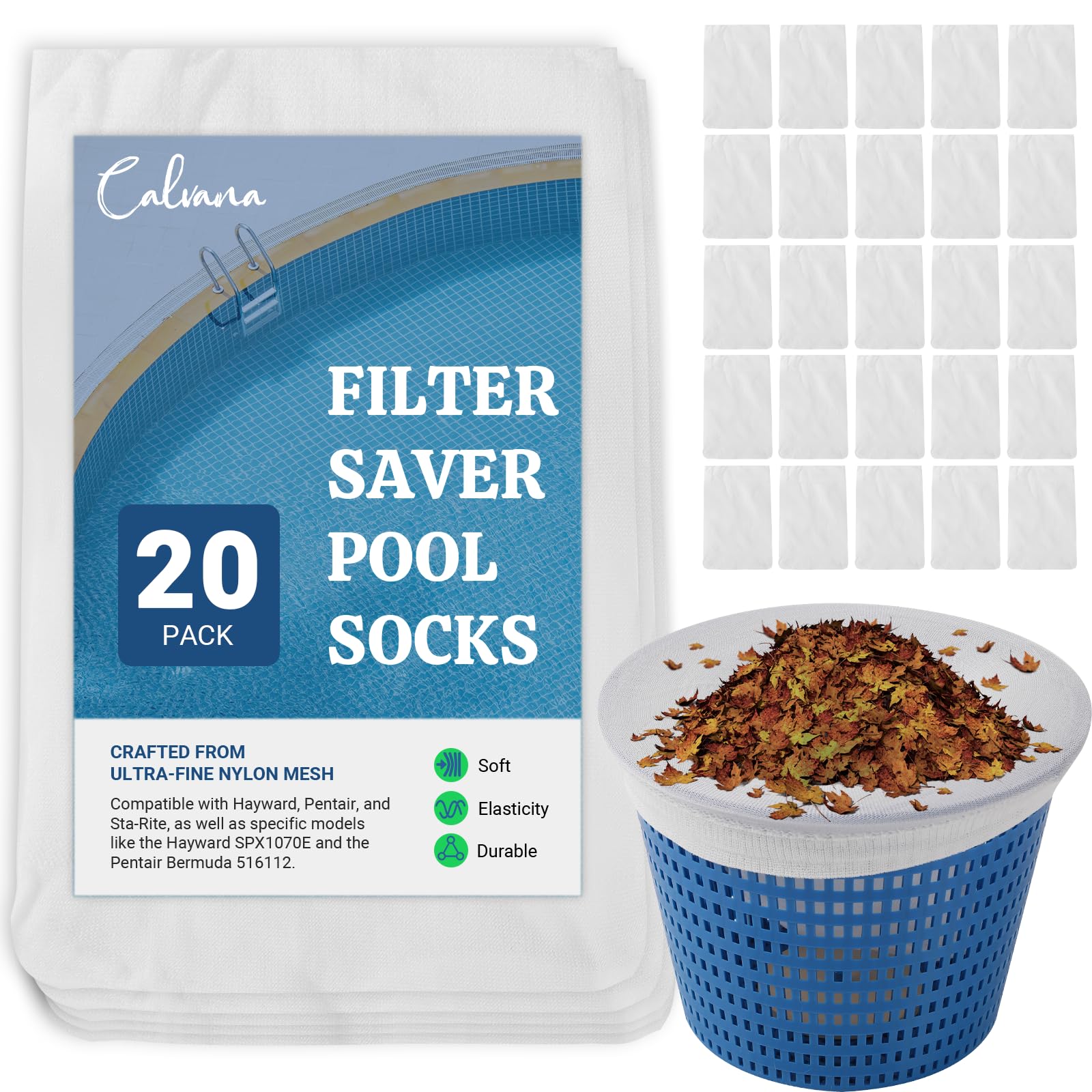 (20 + 1) 20 Skimmer Socks with 1 Basket - The Ultimate Pool Maintenance Combo Packthat is Compatible with Hayward, Pentair and More