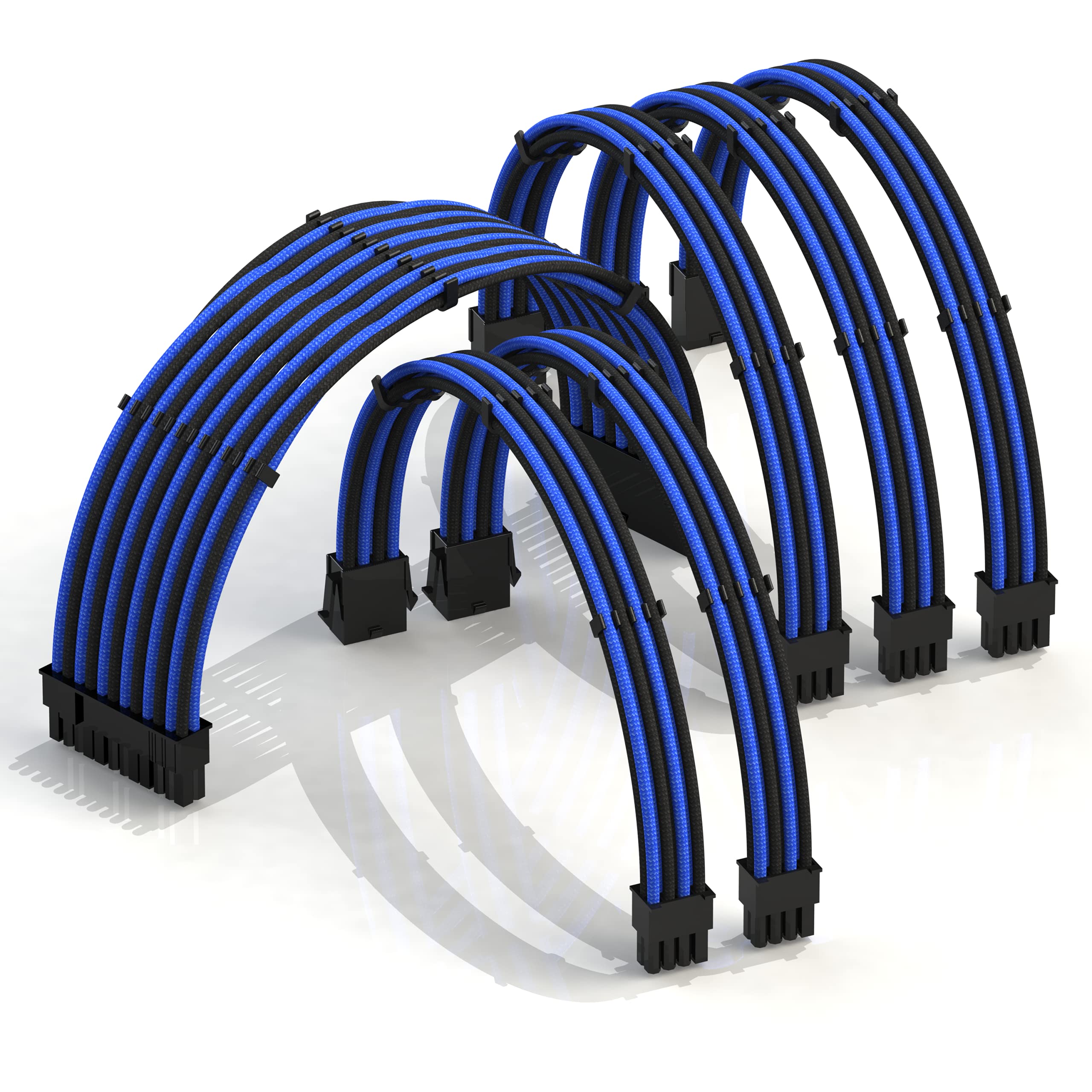 LINKUP - AVA 30cm PSU Cable Extension Sleeved Custom Mod GPU PC Braided w/Comb Kit - Compatible with RTX3090 | 1 x 24 P (20+4) | 2 x 8 P (4+4) CPU | 3 x 8 P (6+2) GPU set | 300mm - Red — view 16