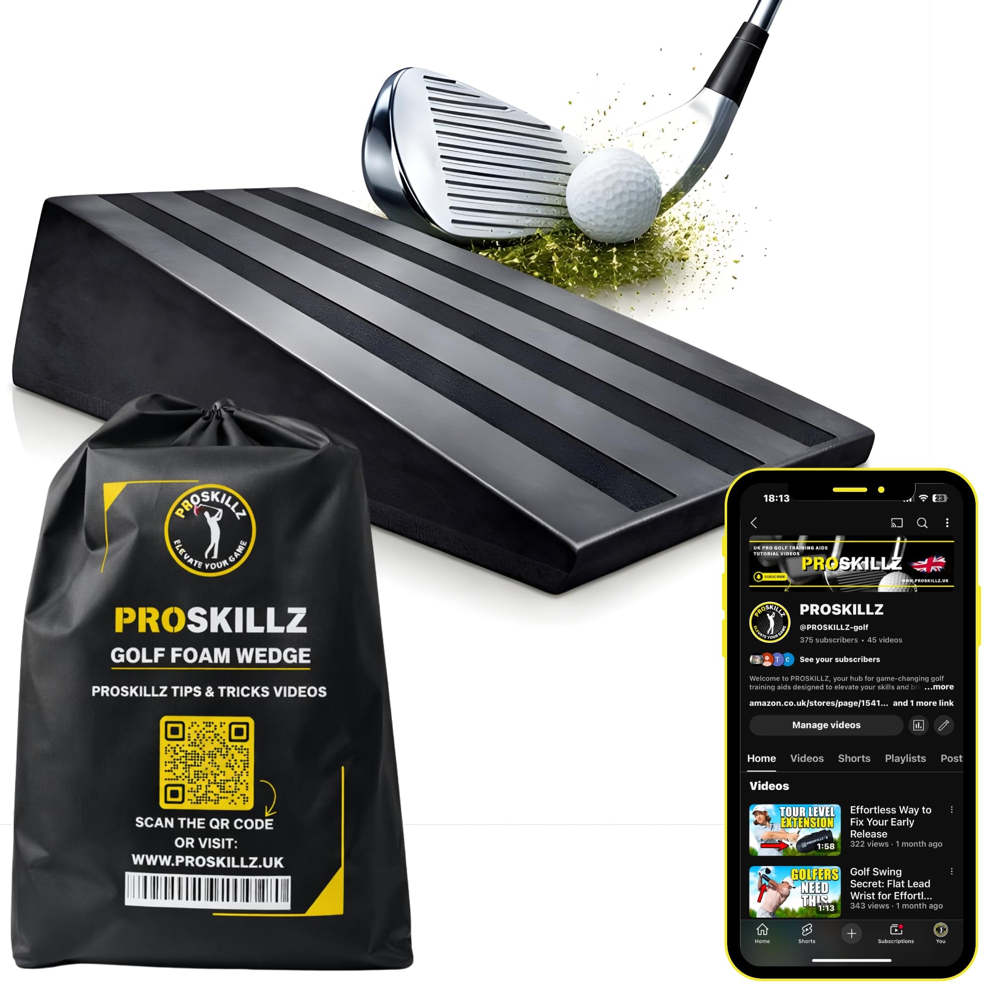 PROSKILLZ Golf Wedge Training Aid I Golf Swing Trainer for Attack