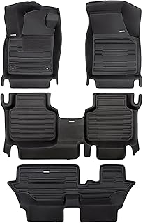 TuxMat - for Volkswagen Atlas 7-Seater 2018-2024 Models - Custom Car Mats - Maximum Coverage, All Weather, Laser Measured - This Full Set Includes 1st, 2nd and 3rd Rows
