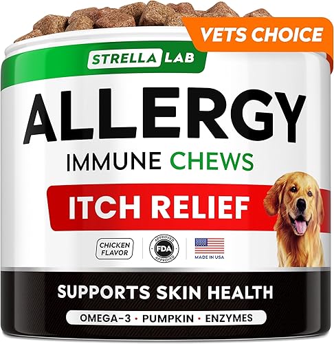 Miniatura 9 de Golosinas para el alivio de alergias para perros con Omega 3 + calabaza + enzimas + cúrcuma - Alivio de la picazón en la piel - Suplemento