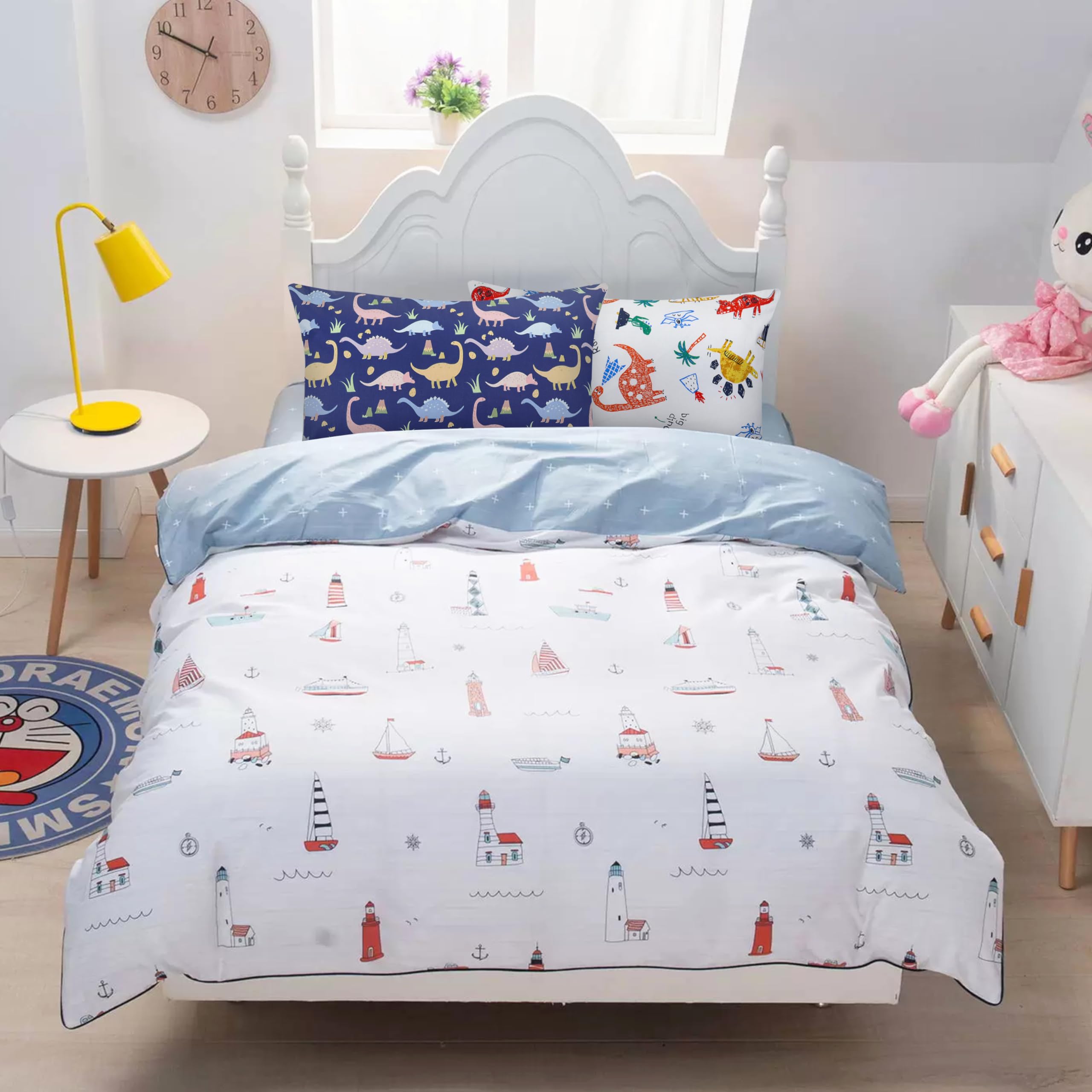 Juego de 2 fundas de almohada para niños, 100 % algodón, 40 x 60 cm, funda de almohada suave y transpirable, para niños y niñas, funda de almohada de bebé con sobre
