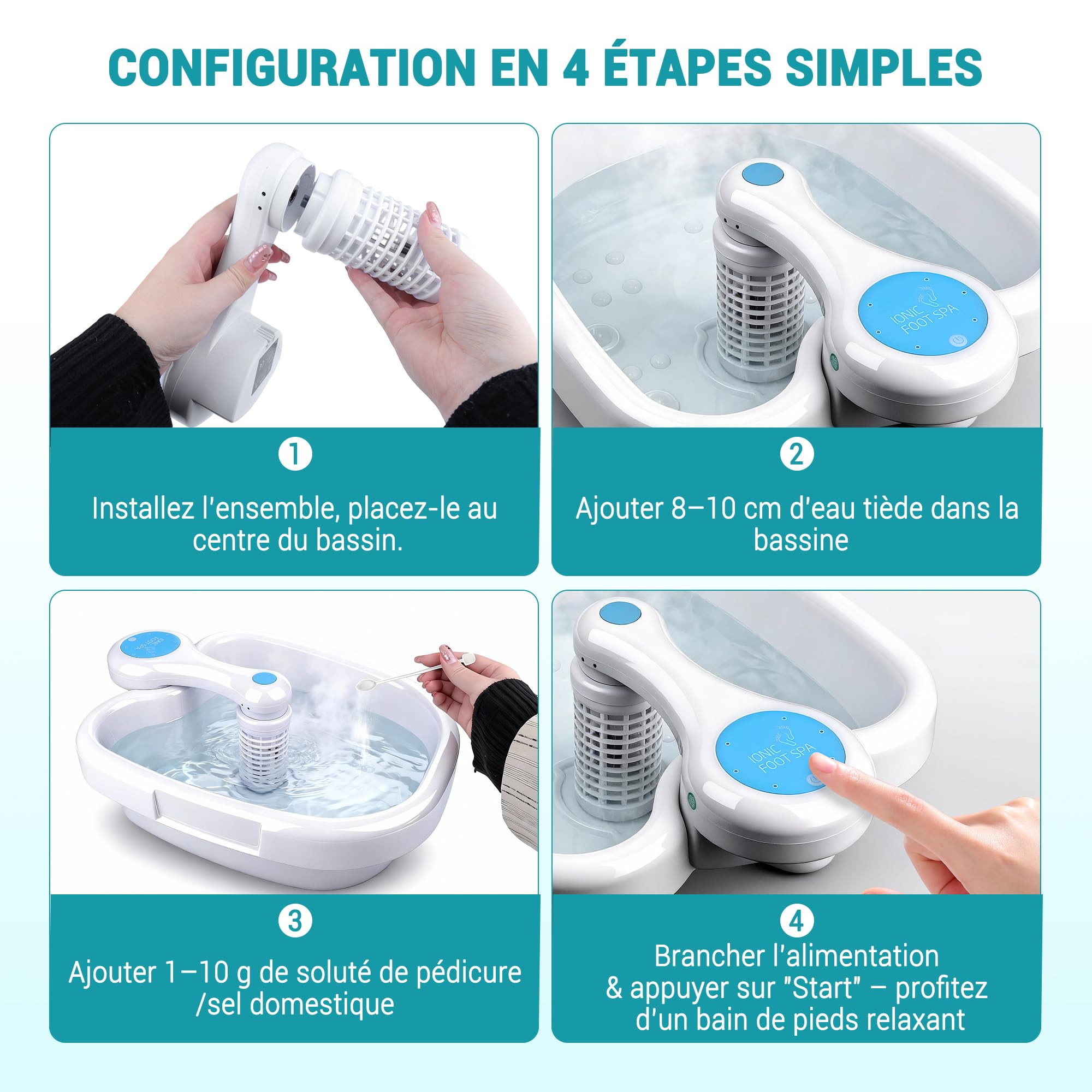 Bain de Pieds Ionique Detox, Appareil De Bain De Pieds DéToxifiant Ionique AméLioré, DéToxification Des Pieds Par éLectrolyse, ExpéRience SPA à Domicile En Un Seul Clic