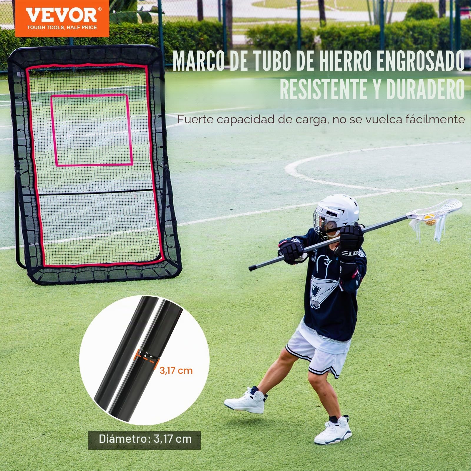 VEVOR Red de Rebote 152x213 cm Rebotador de Fútbol Lacrosse Voleibol Ángulo Ajustable Objetivo de Béisbol Marco de Acero Estable Tela de Alta Elasticidad para Entrenamiento en Interiores y Exteriores