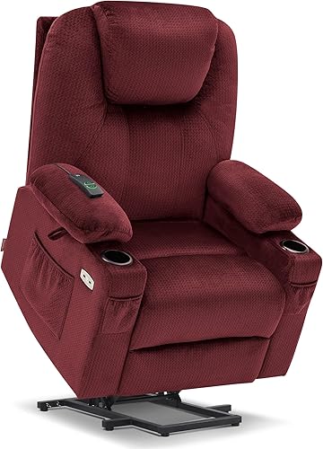 Miniatura 10 de MCombo Silla reclinable pequeña con masaje y calor para ancianos cortos reposapiés extendido control remoto de mano bolsillos laterales y portavasos