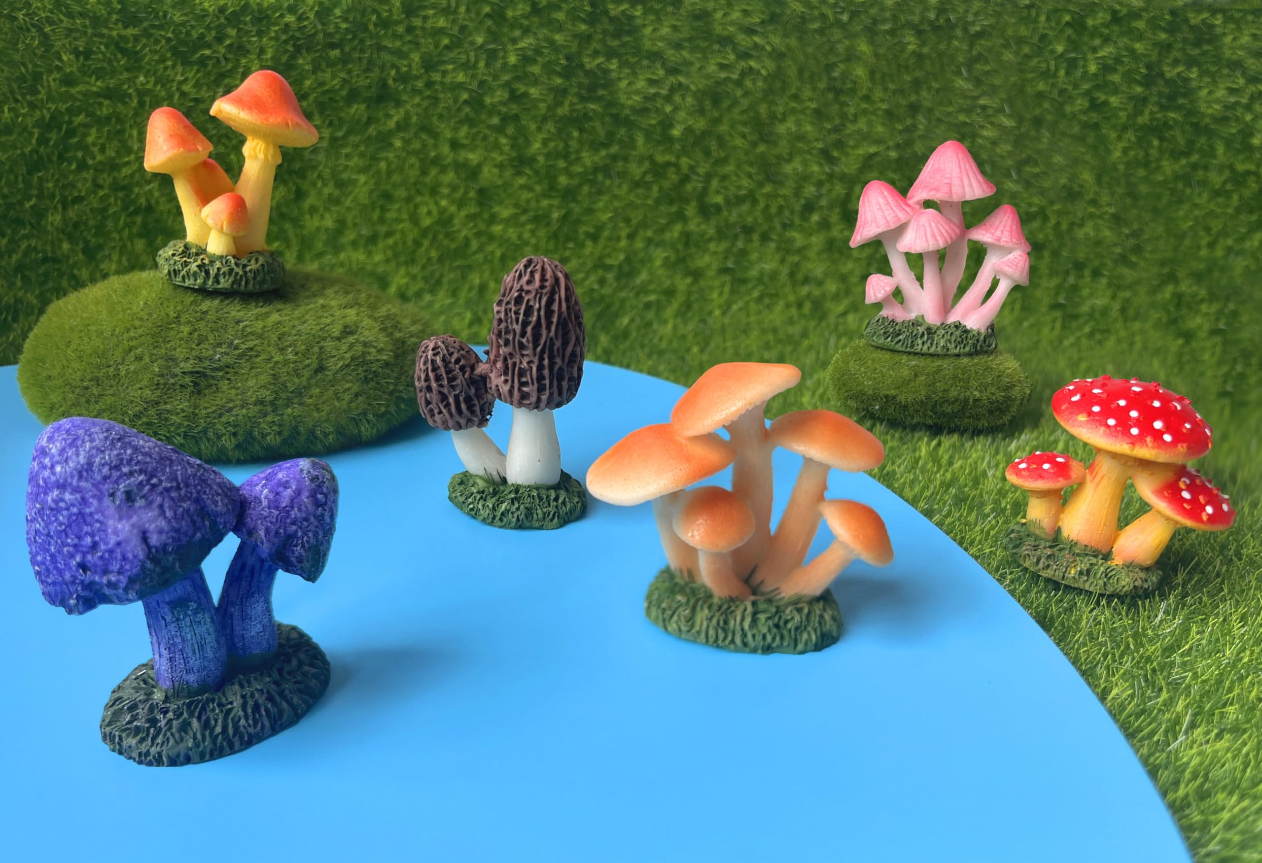 Arggidan 6pcs Mini Mushroom Figurines for Cute Fairy Garden Decor Plant Pots Micro Landscape Terrarium Ornaments DIY Outdoor & Indoor Decoration