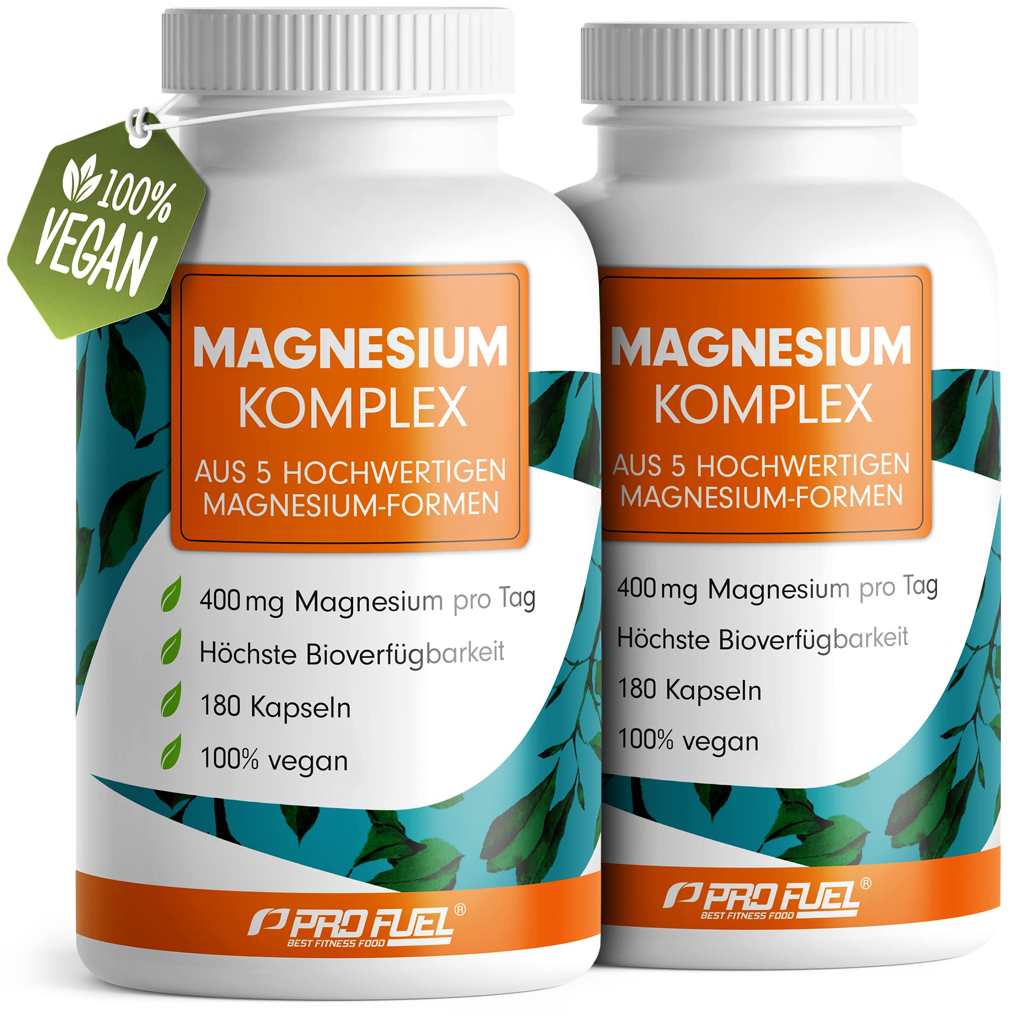 Magnesium Komplex Kapseln 360x mit 400 mg elementarem Magnesium pro Tag, 5 hochwertige Formen: Mag.-Oxid, Citrat, Bisglycinat, Malat & Ascorbat, optimale Bioverfügbarkeit, 6 Monats-Vorrat