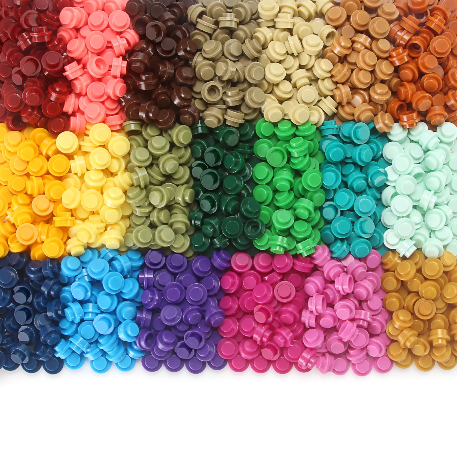 Feleph 1000PCS Multicolored Round Plates 1X1 Building Blocks 20 Colours Pieces Bricks Dots Bulk Studs MOC Accessories — image 1