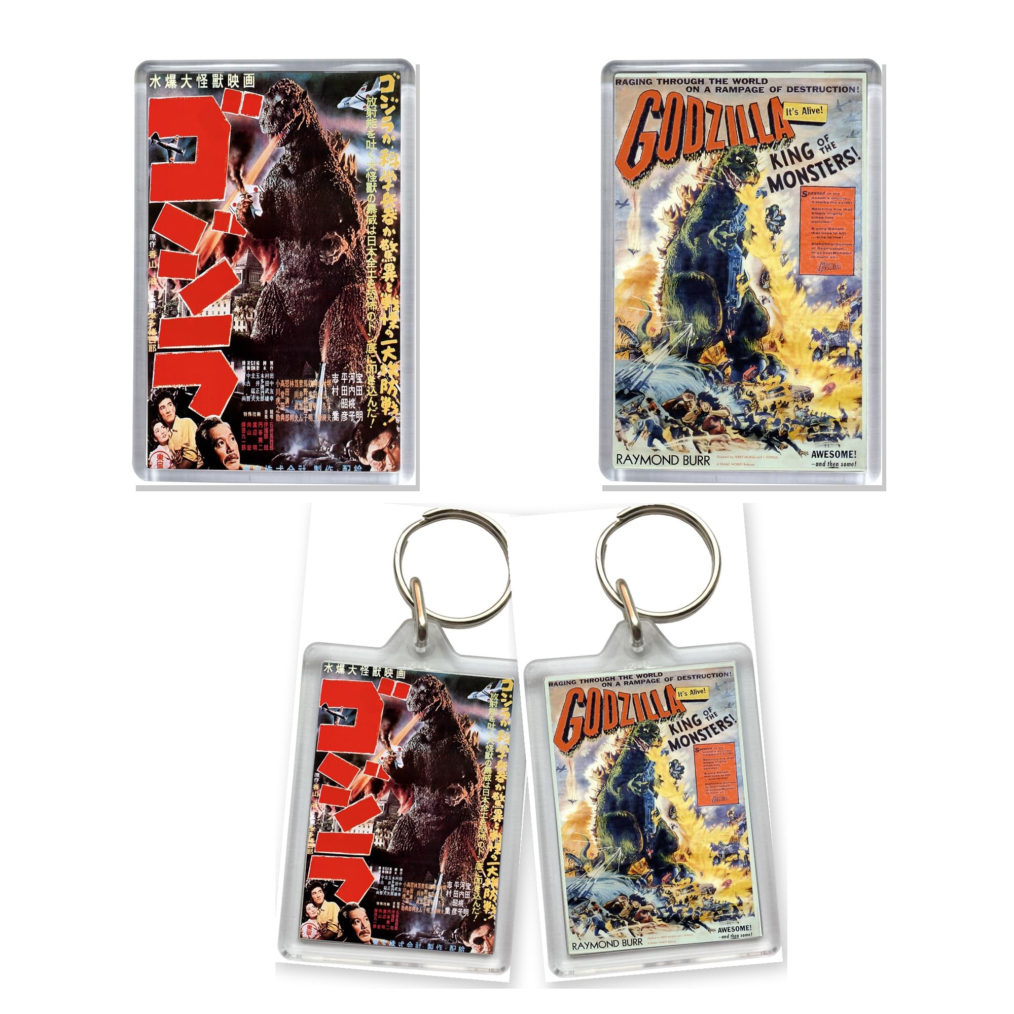Godzilla King of the Monsters Classic Movie Fan Set X2 Magnets and Keyring