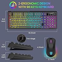 Vista 8 de KOLMAX BT98 - Combo de teclado y mouse inalámbricos, triple modo de 2.4 Gcon cableBluetooth, teclado y mouse para juegos, ergonómico recargable
