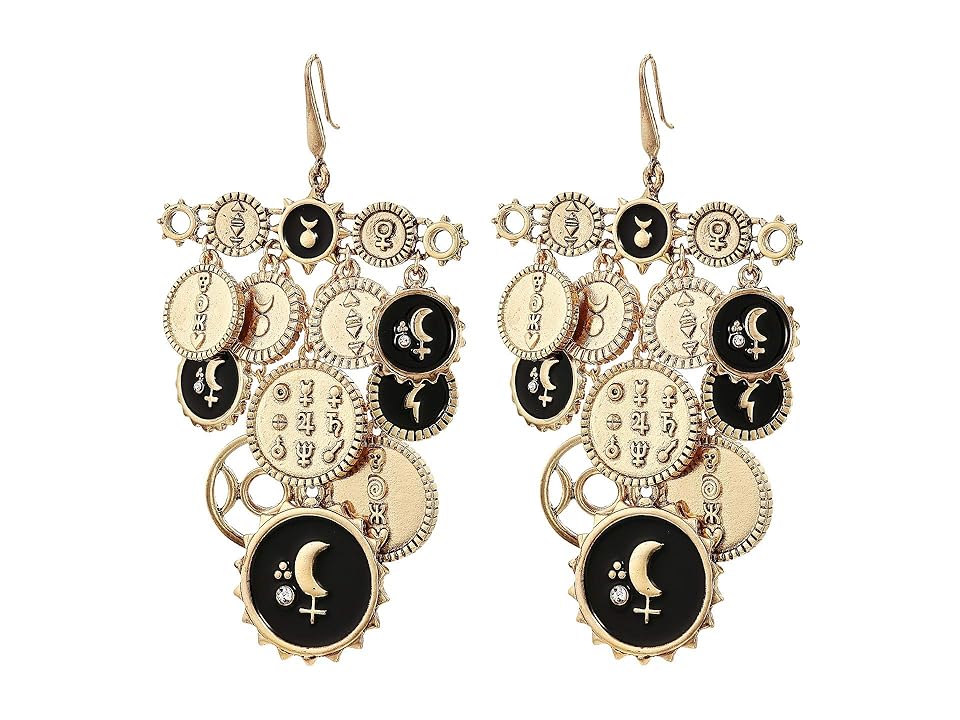 

Steve Madden Tribal Themed Moon Celestial Tiered Cluster Earrings (Yellow Gold-Tone/Black) Earring